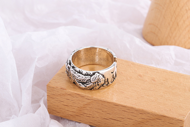 霸气个性复古做旧龙头戒指开口设计雕刻花纹生肖龙戒指饰品