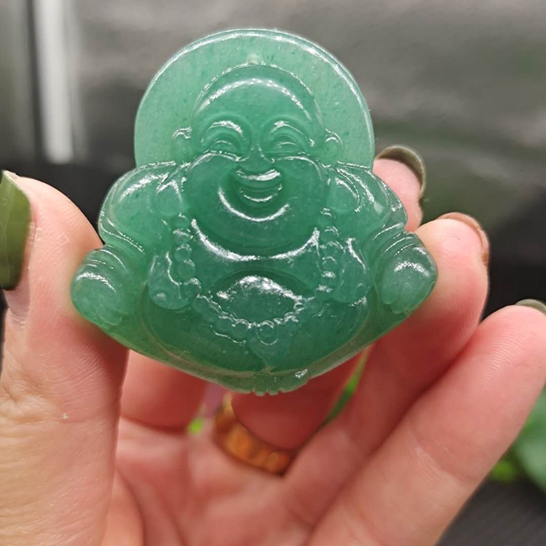 东陵玉佛公挂件满绿弥勒佛吊坠东陵玉挂件批发