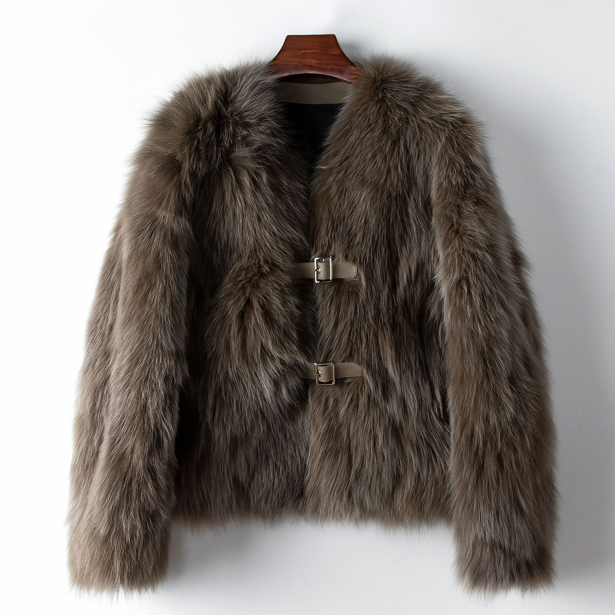 少量服饰海宁春季100狐狸毛真皮草外套2024新款美拉德裘皮大衣女