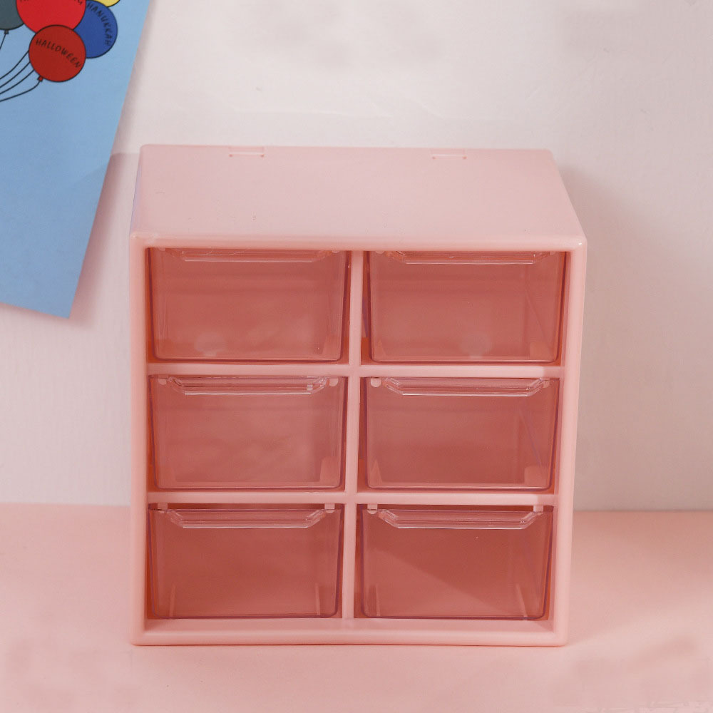 Dustproof Cosmetics and Jewelry Clutter Organizing Box Lipstick Transparent Drawer Six Palaces Desktop Storage Box Wholesale