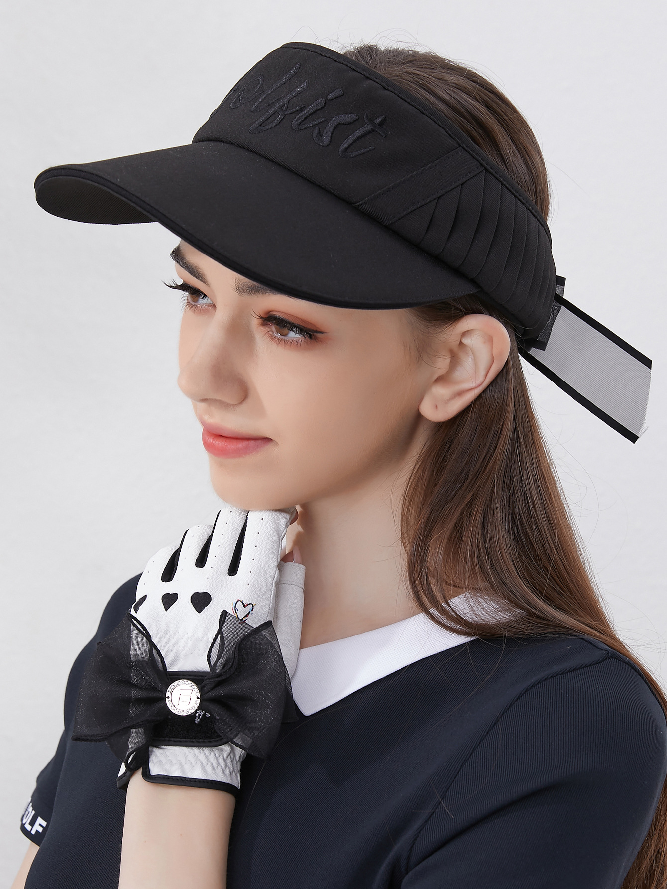 高尔夫球帽女空顶帽遮阳帽运动防紫外线大檐帽golf女装帽子女