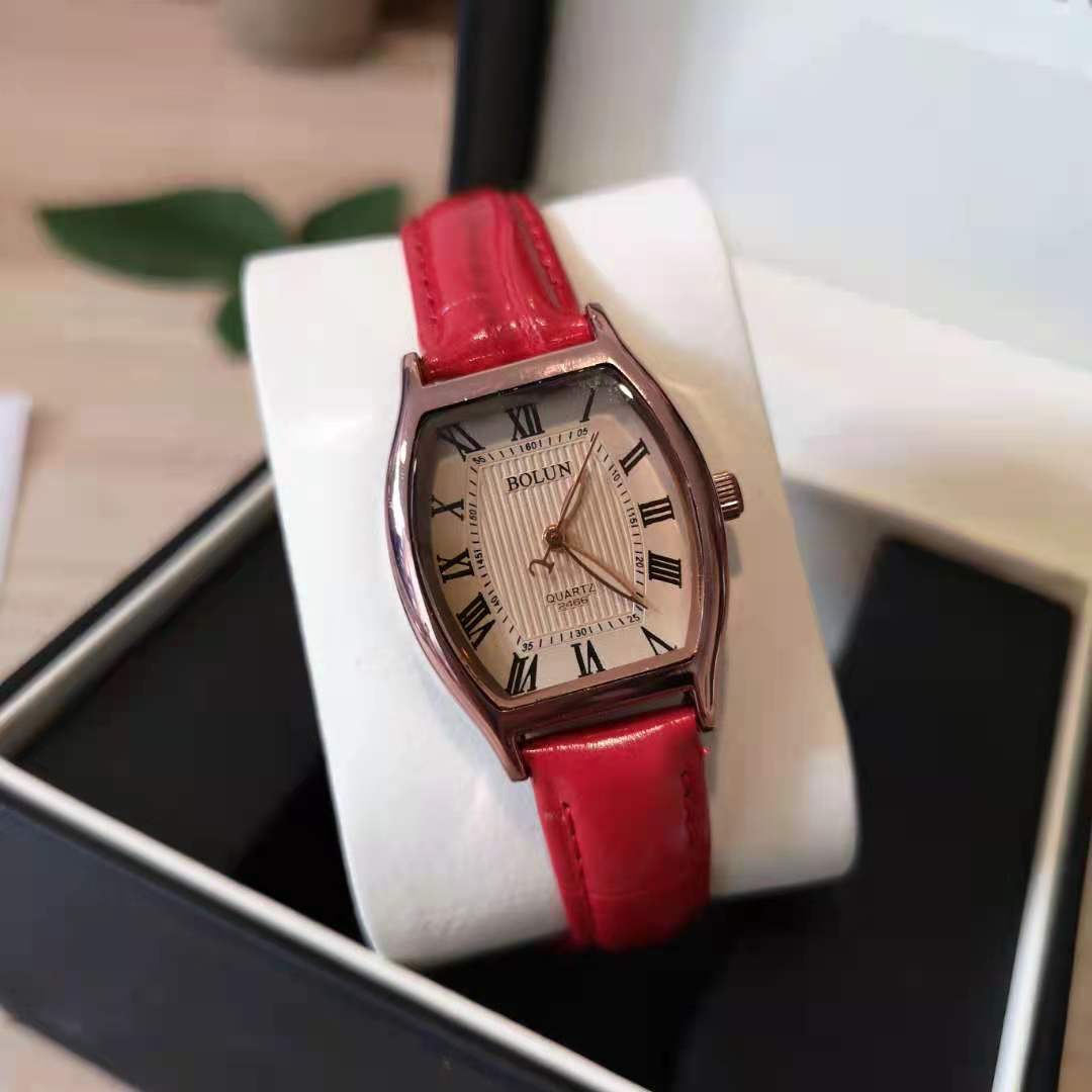 新款博伦bolun酒桶咖色表盘罗马面韩版时尚简约石英手表女