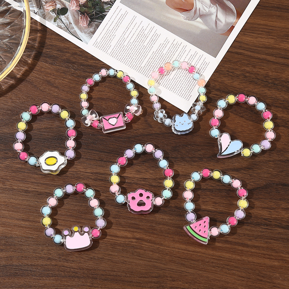 Cartoon Children's Bracelet Princess Jelly Color Beaded Cute Girl Baby Bracelet Student Jewelry Bracelet Ornament