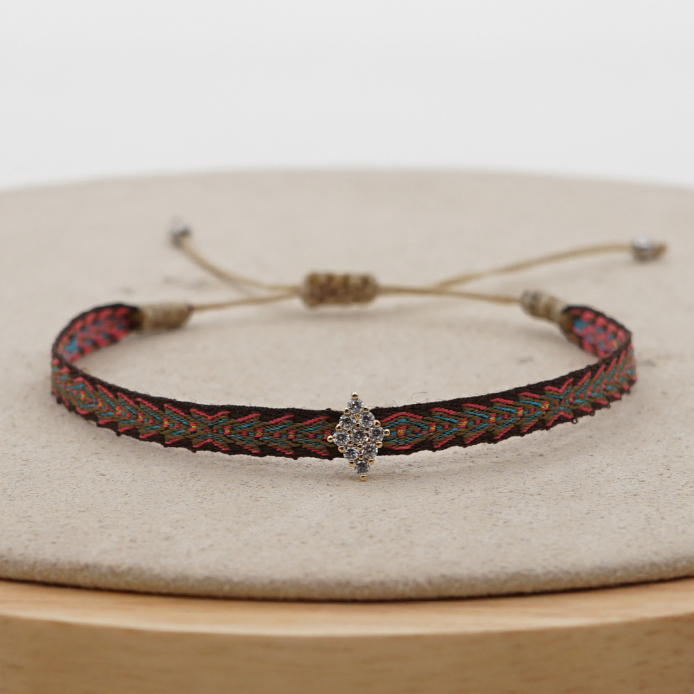 go2boho 西班牙宫廷复古花纹编织简约波西米亚风手绳搭配微镶手链