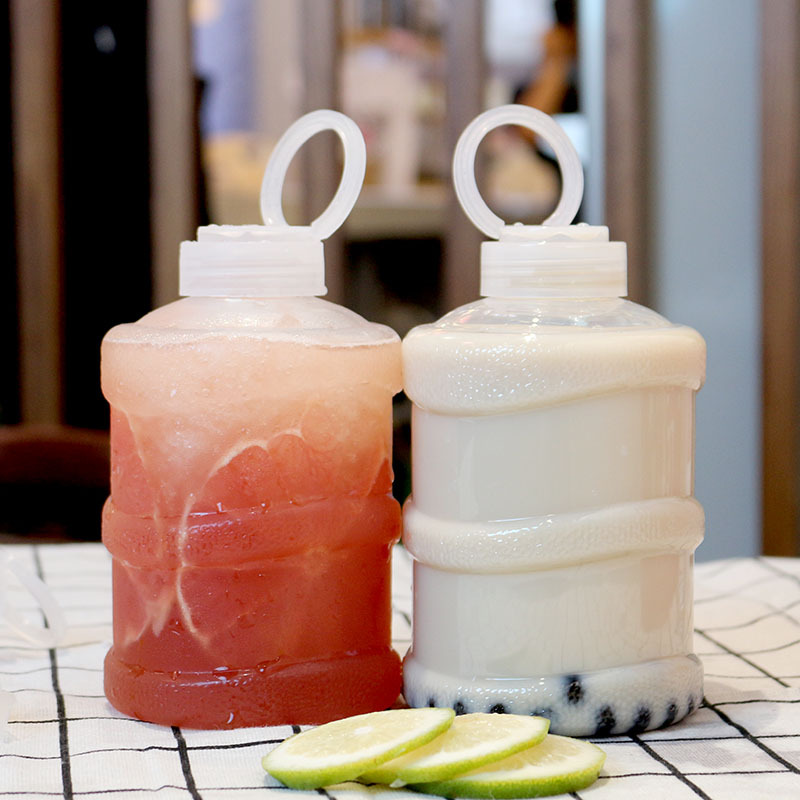 500ml网红迷你奶茶桶拉环手提桶 一次性创意水桶杯