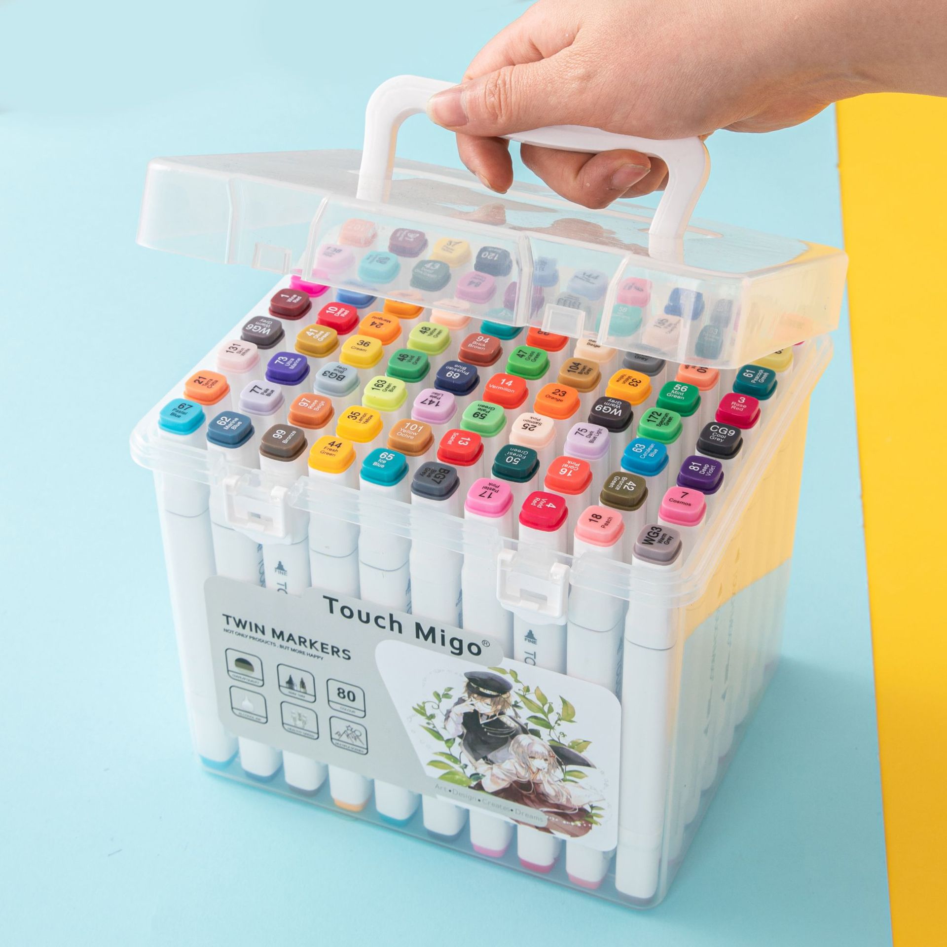 马克笔双头12色24色48色60色学生绘画彩笔套装油性马克笔套装批发