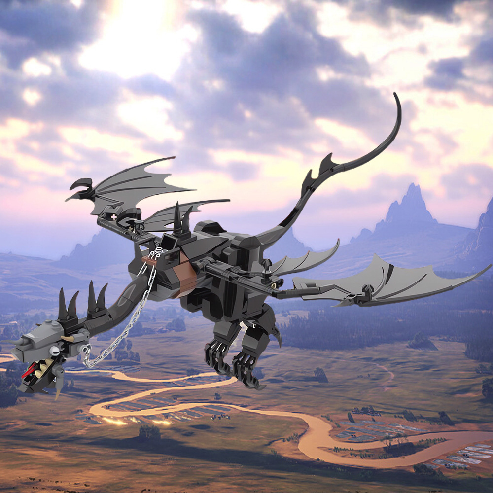 热门影视魔戒系列恐怖飞兽戒灵坐骑积木摆件 小颗粒益智拼装积木