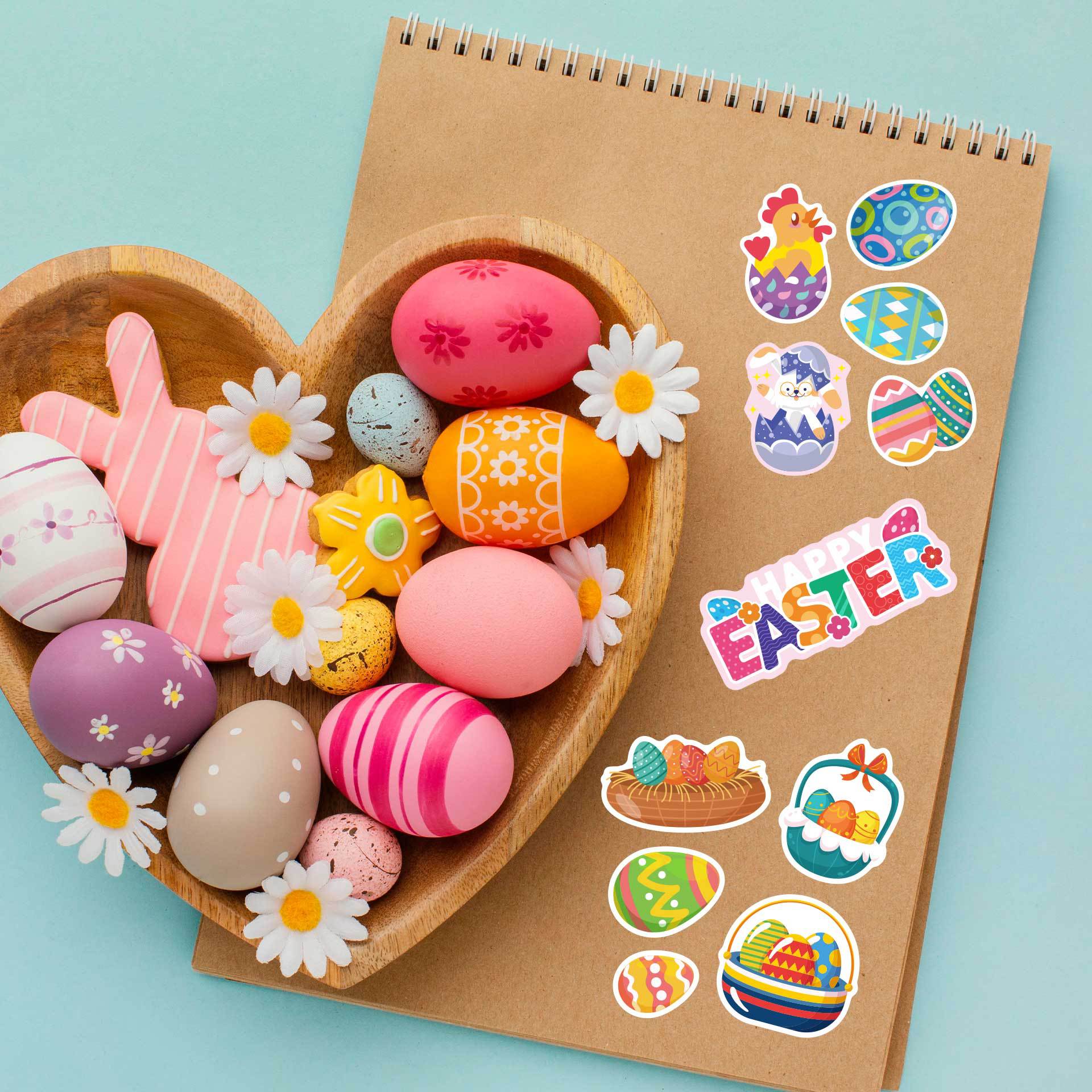 Easter Stickers Children's Anime Cute Cartoon Rabbit Egg Puzzle DIY Stickers Easter Festival