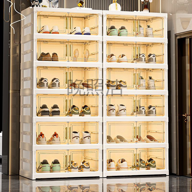 wz免安装折叠鞋盒透明鞋子收纳盒塑料鞋架一体式鞋柜球鞋省空间神