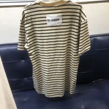 新款 JIL SANDER 21SS 经典简约条纹背后贴布字母logo男女短袖T恤