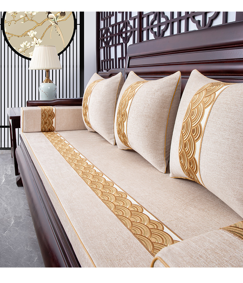 新中式卧室红木实木沙发垫坐垫木椅家具套罩加厚海绵垫子防滑