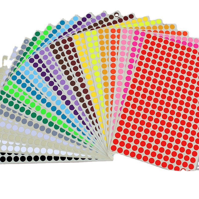 彩色圆点标贴 圆形颜色标签 圆形不干胶标签 圆点色标颜色贴纸