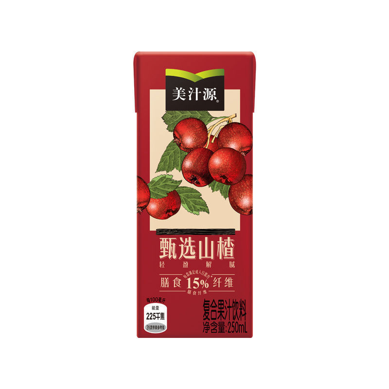 美汁源王一博代言甄选山楂果汁饮料250ml*18盒整箱装可口可乐出品