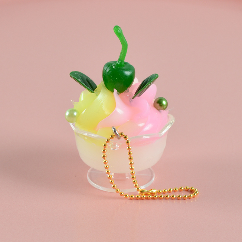 New Mini Emulational Fruit Cream Sundae Glass Pendant Simulated Cake Dessert Cream Cup Candy Toy Pendant