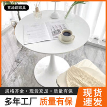 郁金香桌子圆型家用小户型阳台白色餐桌简约洽谈桌子小圆桌子圆桌