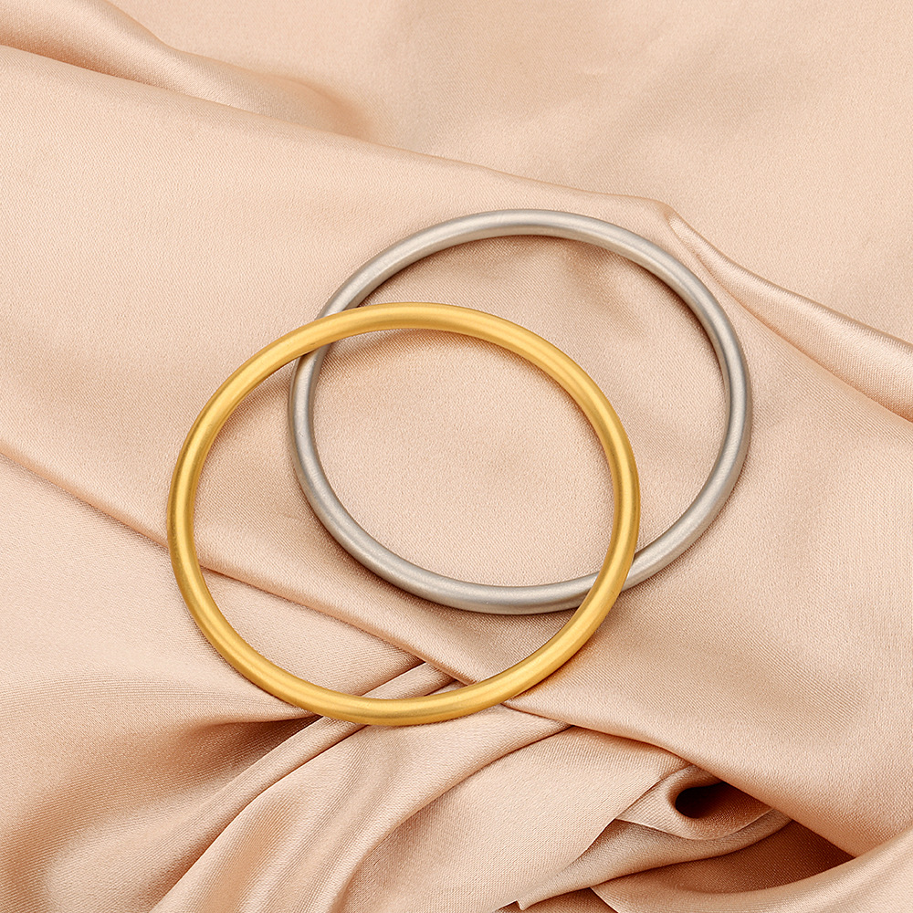 网红古法传承手镯实心越南沙金磨砂抖音同款钛钢镀18k黄金镯子女