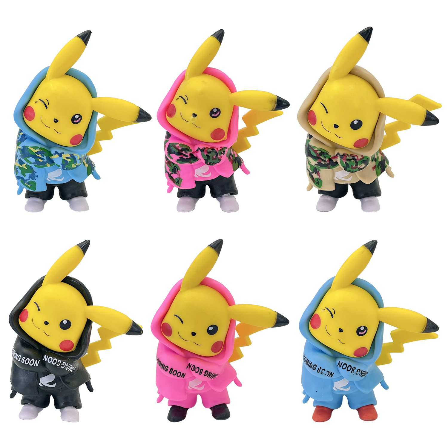 迷彩潮服皮卡丘手办袋装模型车载摆件盲盒玩具扭蛋公仔钥匙扣挂件