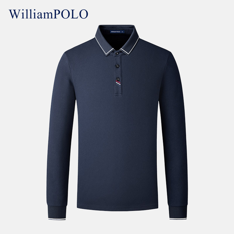 英皇保罗长袖polo衫男装体恤上衣翻领男士秋装商务休闲打底衫批发