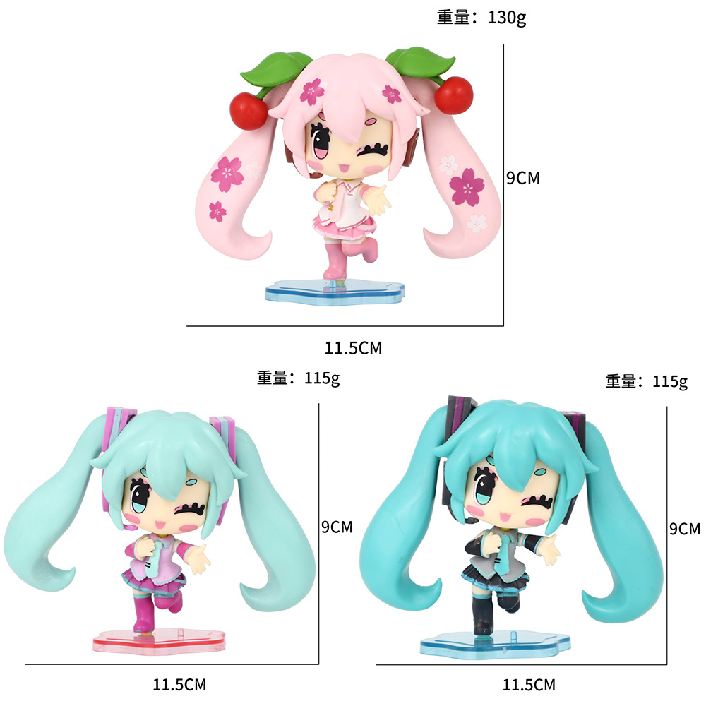 q版初音未来手办 可爱粉色樱花初音美少女动漫扭蛋 景品模型摆件