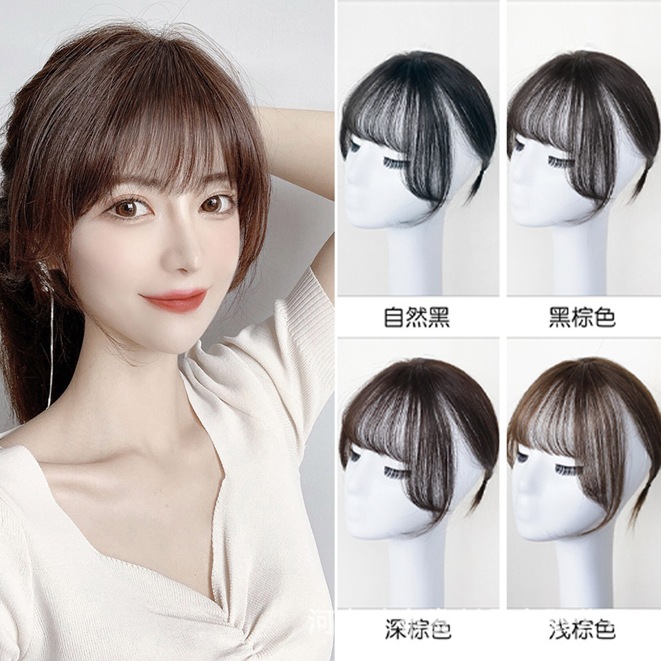 刘海法式假刘海女自然3d空气前额三卡假发头顶补发空气刘海假发女