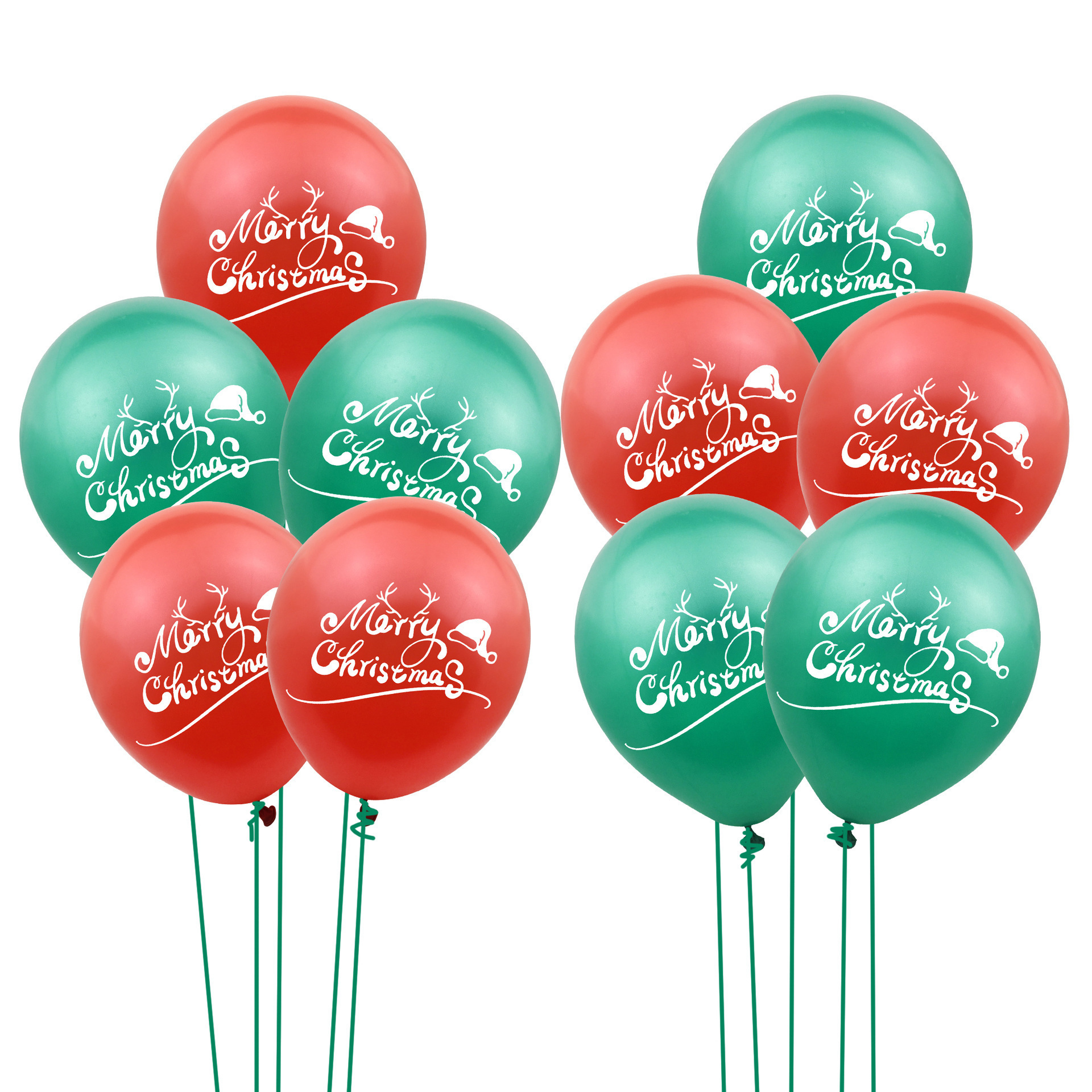 跨境圣诞节气球红色绿色marry christmas 印花乳胶气球12英寸