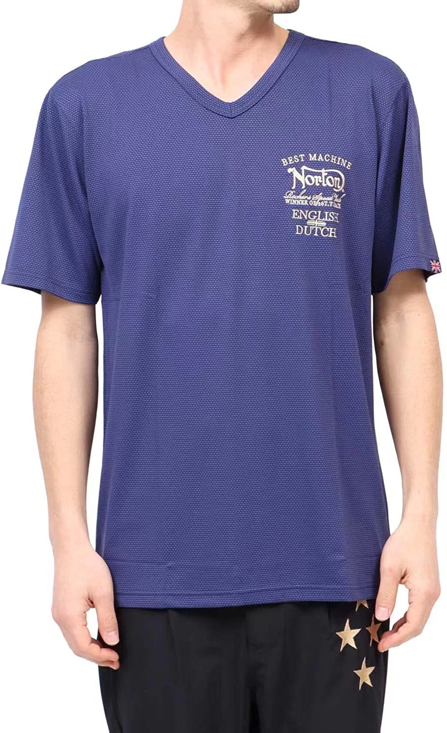 2022夏季新款 日单男士norton舒适速干鸡心领凉感刺绣商务半袖t恤