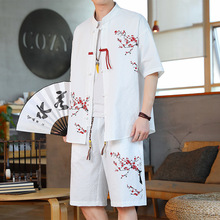 新中式国风短袖短裤套装男夏季潮牌休闲衬衫男穿搭一整套帅气衣服