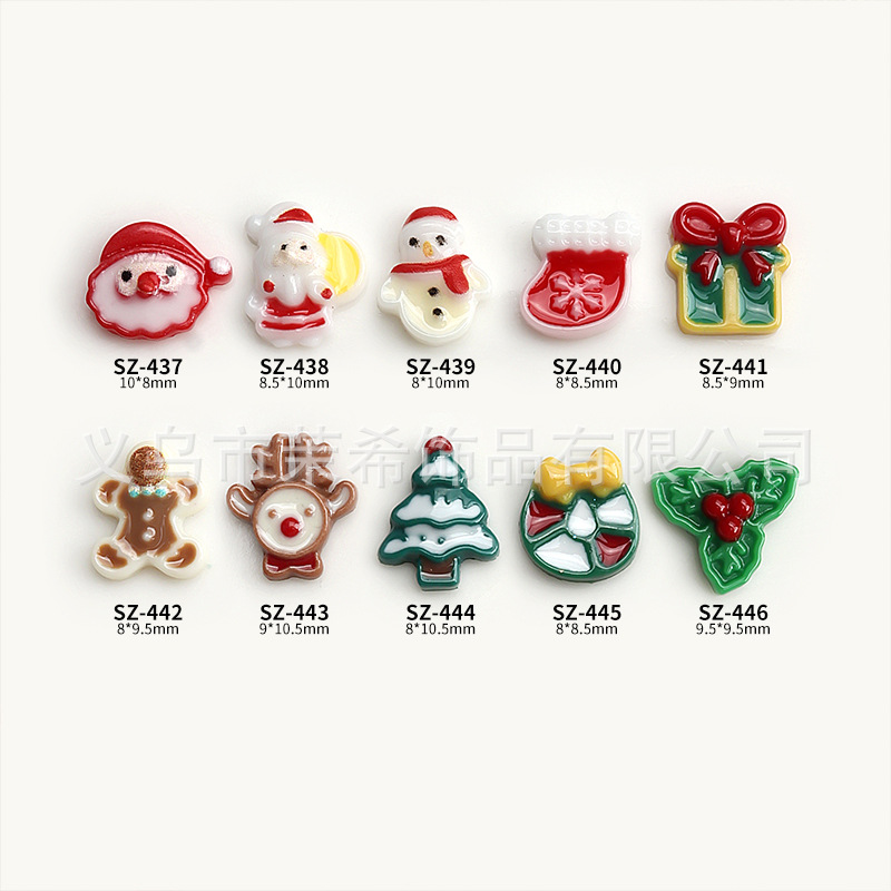 New Nail Beauty Cartoon Christmas Resin Collection Cute Gift Packaging Ice Man Santa Claus Decorations