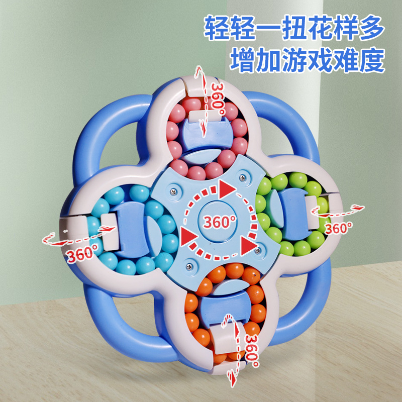 Cross-Border Children's Magic Bean Cube Fingertip Toy Flip Magic Wheel Ball Maze Puzzle Decompression Gyro Eight-Sided Rotation