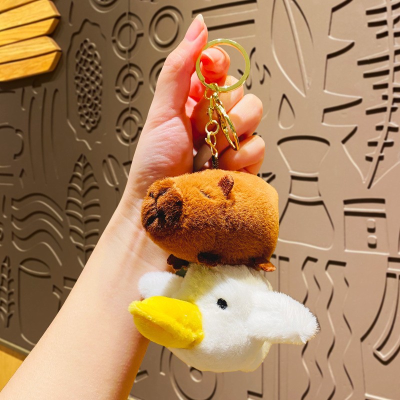 Creative Cartoon Plush Capabala Keychain Cute Capybara Doll Couple Bags Pendant Small Gift Wholesale