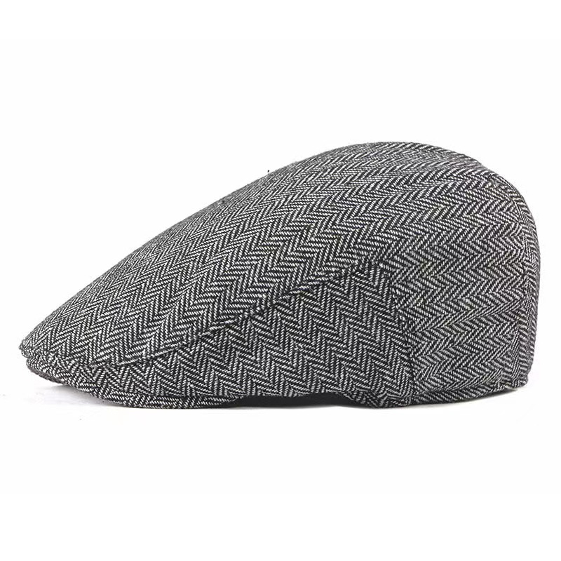 herringbone plaid woolen beret men‘s middle-aged persons youth travel sun-proof sun hat cross-border advance hats peaked cap tide