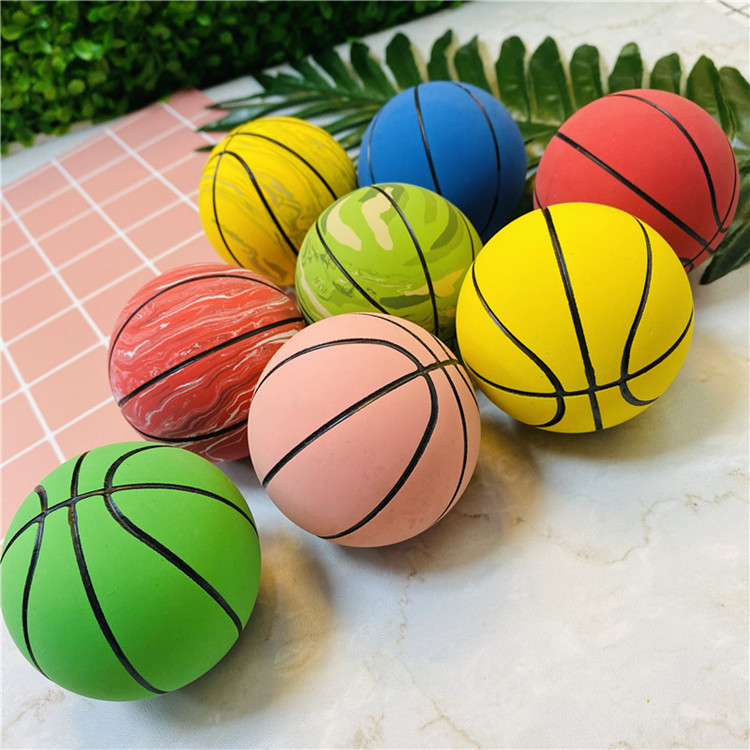 6cm Super-Stretch Mini Rubber Small Basketball Decompression Hollow Elastic Ball Children's Toy Mini Basketball Wholesale