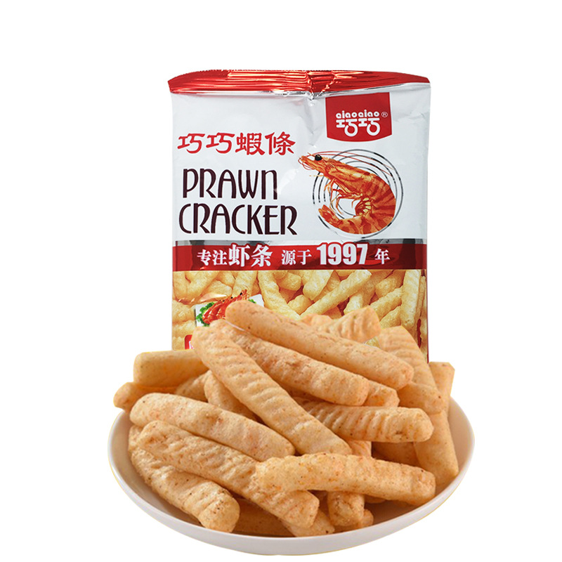 巧巧虾条膨化休闲零食品大礼批发非油炸特产儿时怀旧零食22g*20包