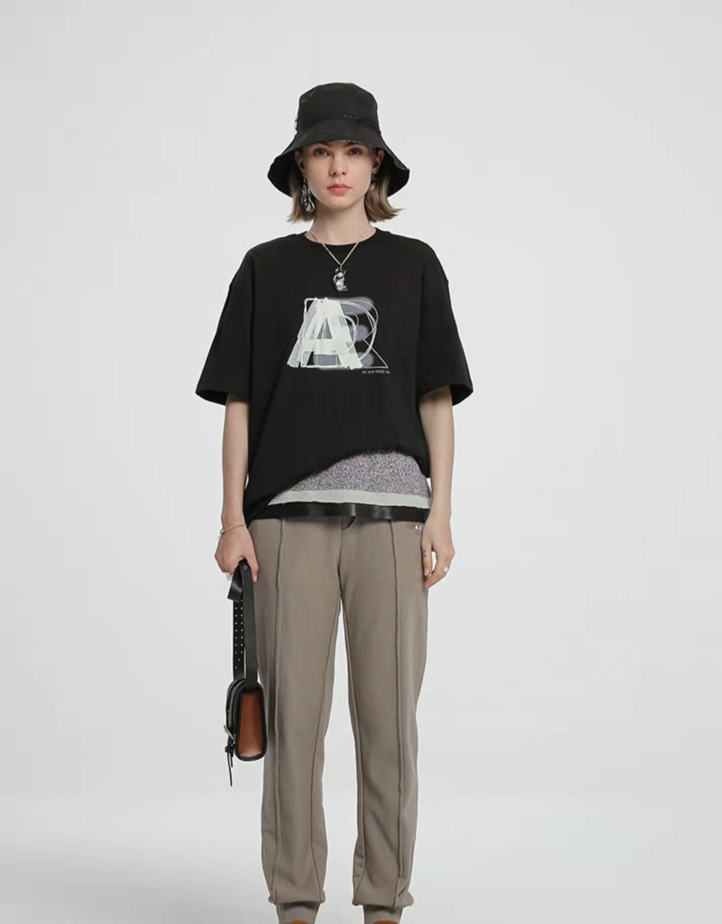 正品adererror短袖t恤女夏季情侣重影字母刺绣体恤潮圆领宽松半袖