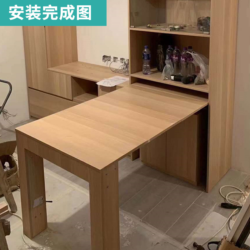 多功能隐藏式伸缩餐桌滑轨平推折叠隐形抽拉多节导轨桌连接五金件