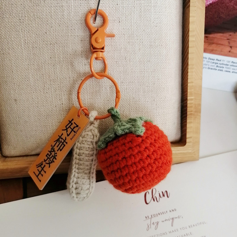 New Crocheted Persimmon Peanut Pendant Keychain Car Pendant Bag Hanging Decorative Pendant One Piece Dropshipping Origin Supply