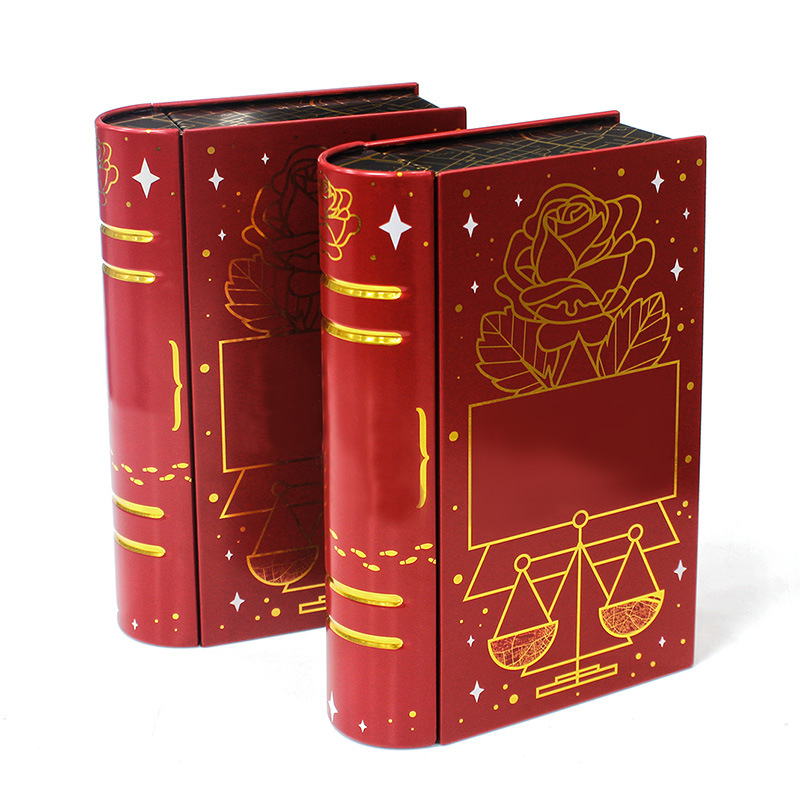 长方形书本书形铁盒 金属创意马口铁包装盒 日本花茶书盒