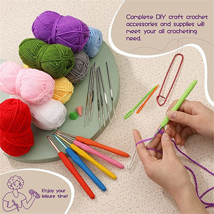 Beginner Crochet Hook Set 103 Pieces Beginner Crochet Hook Set Crochet Hook Set with Crochet Accessories and Wool