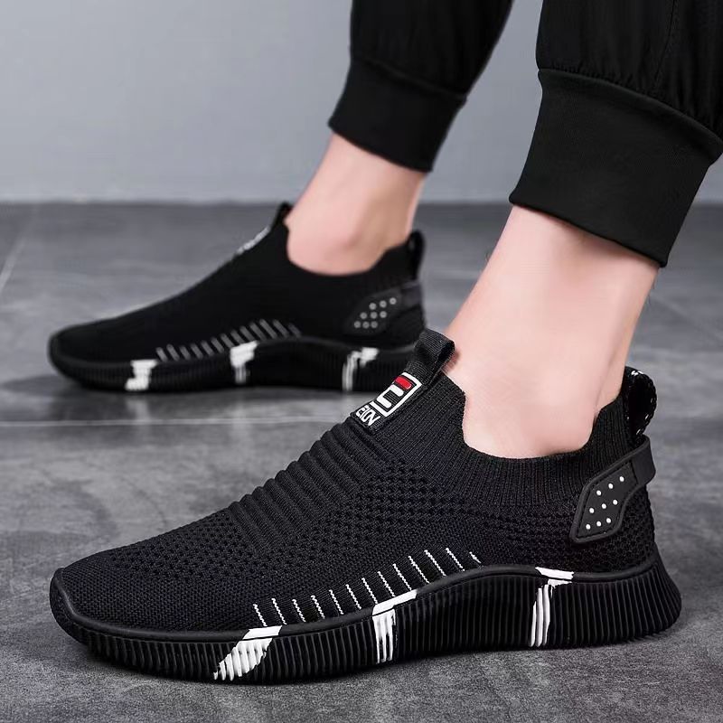 2023 Cross-Border Wholesale Sock Shoes Men's Fashion Shoes Soft Bottom Summer Slip-on Men's Fly Woven Mesh Sports Casual Shoes