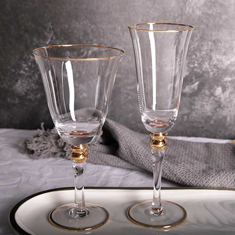 Creative Wine Glass Golden Edge Wine Glass Champagne Glass Model Room Wine Set Soft Furnishings Table Decoration Glass Cup