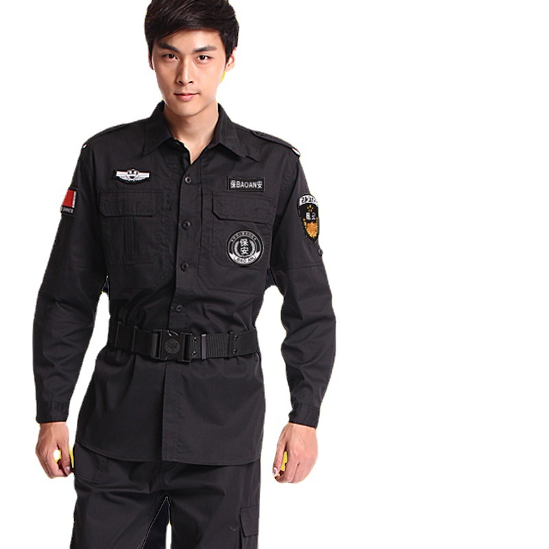 正版511夏秋季作训服长袖黑色保安服套装物业安检执勤服-阿里巴巴