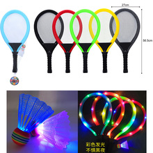 跨境供应玩具羽毛球拍闪光布艺儿童亲子互动发光轻网球拍户外新款