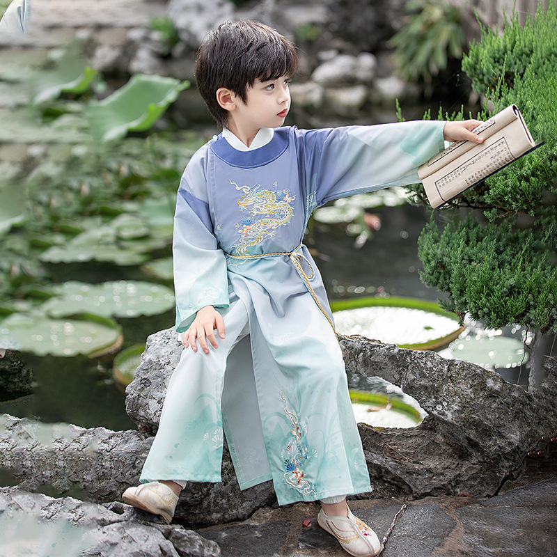 Hanfu Boys' Group Autumn and Winter Kindergarten Chinese Studies Performance High-End Tang Suit Children's Improved Handsome Student