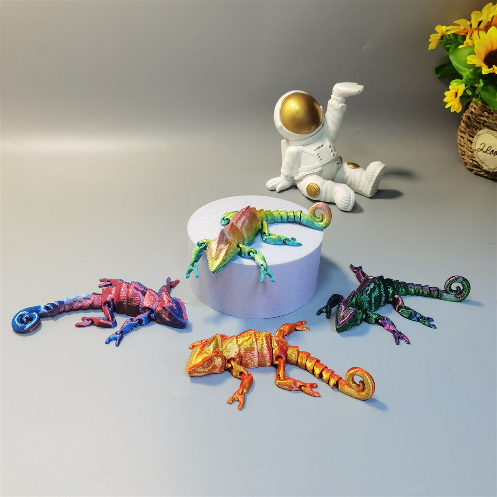 3d打印变色龙玩具摆件圣诞节多色动物卧室彩色玩偶儿童节礼物