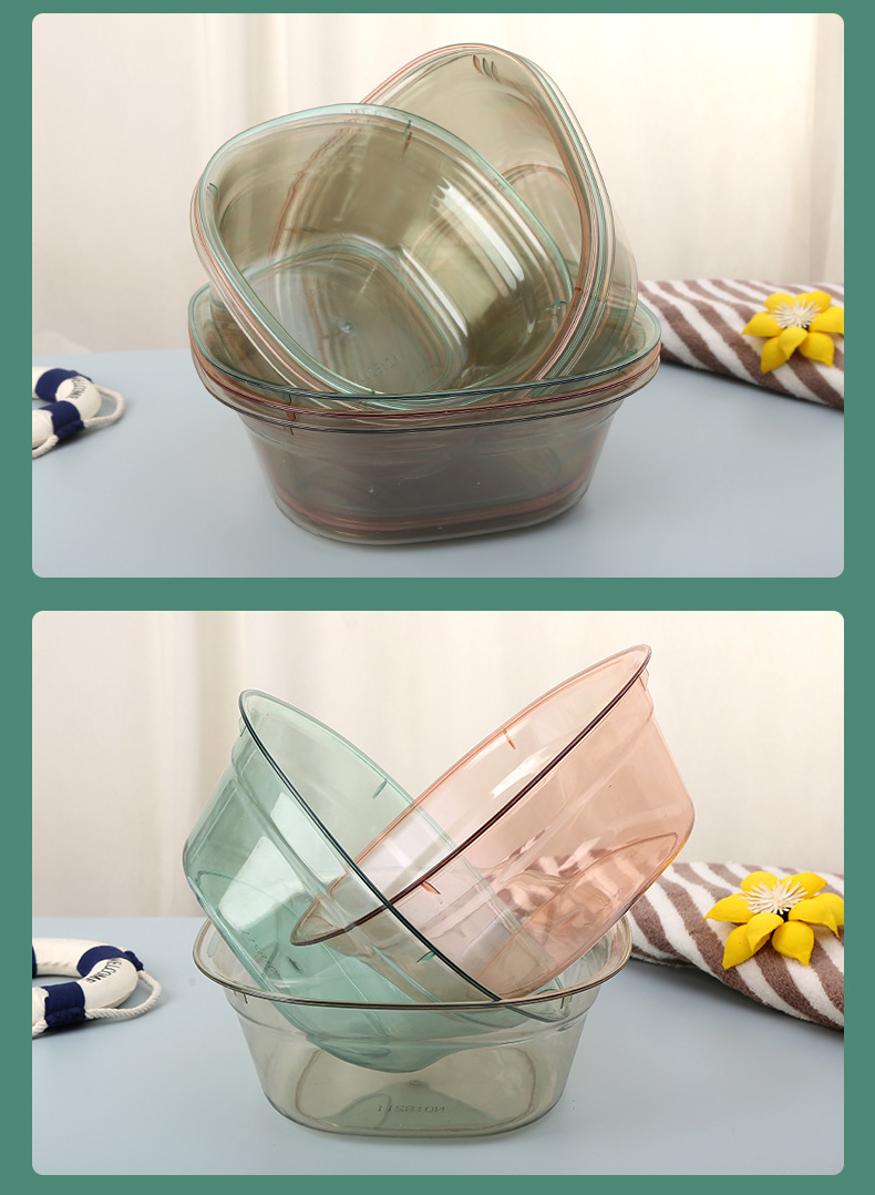 源头厂家方形洗脸盆透明pet塑料盆家用加厚盆厨房果蔬塑料盆