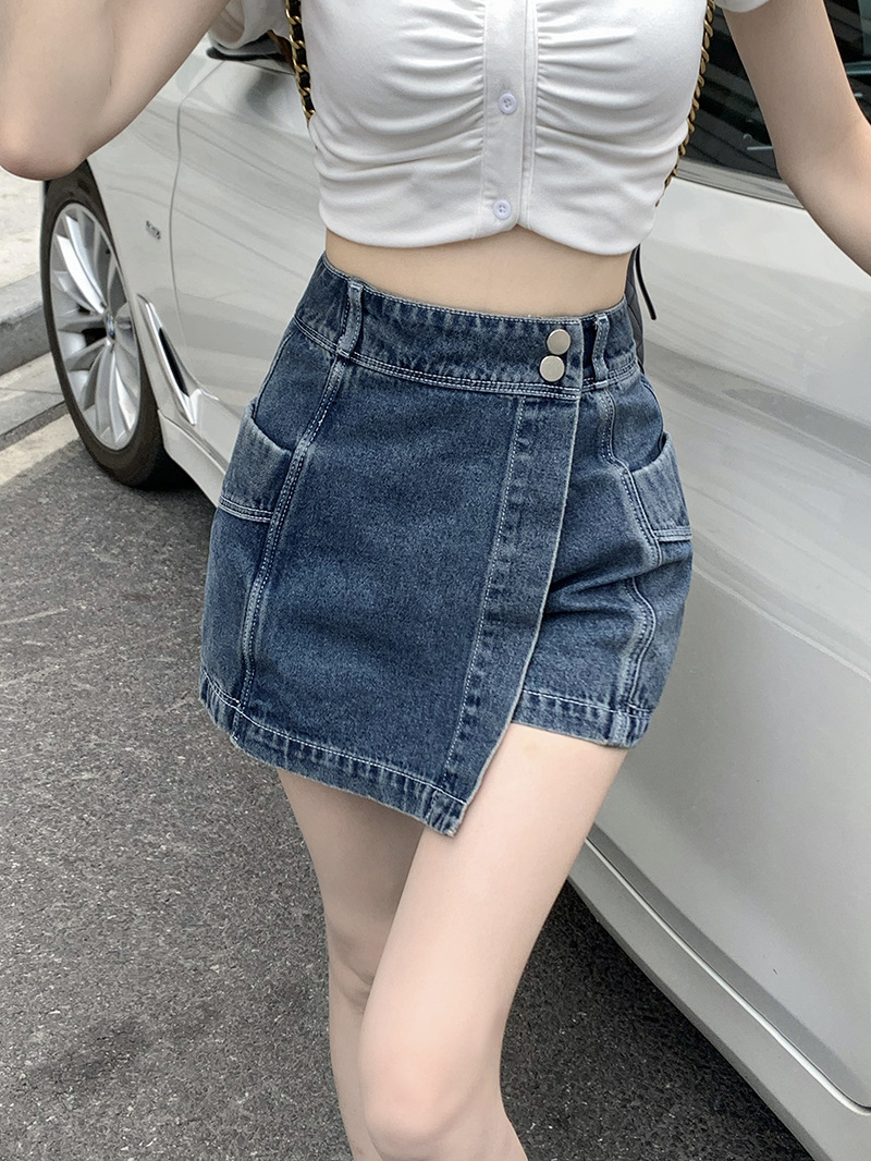 美式牛仔裙裤女夏季新款复古高腰显瘦a字不规则包臀半身短裙ins潮