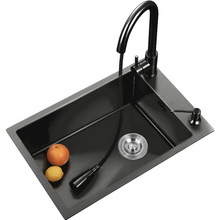 J4LG批发厨房纳米304不锈钢手工水槽洗菜盆单槽大洗菜池横向窄长