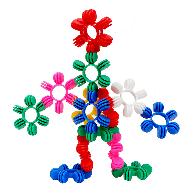 台湾游思乐usl太阳花积木儿童拼插积木益智玩具雪花片积木80个