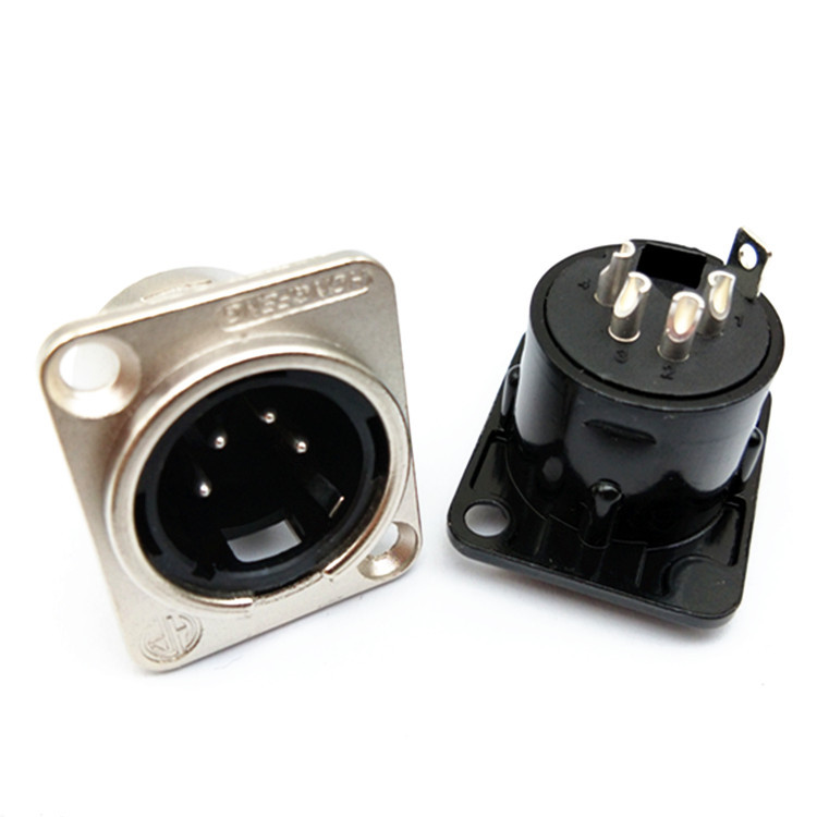 xlr 卡侬座4芯 方座 音响插座 金属麦克风座 卡龙4p公座铜针镀镍