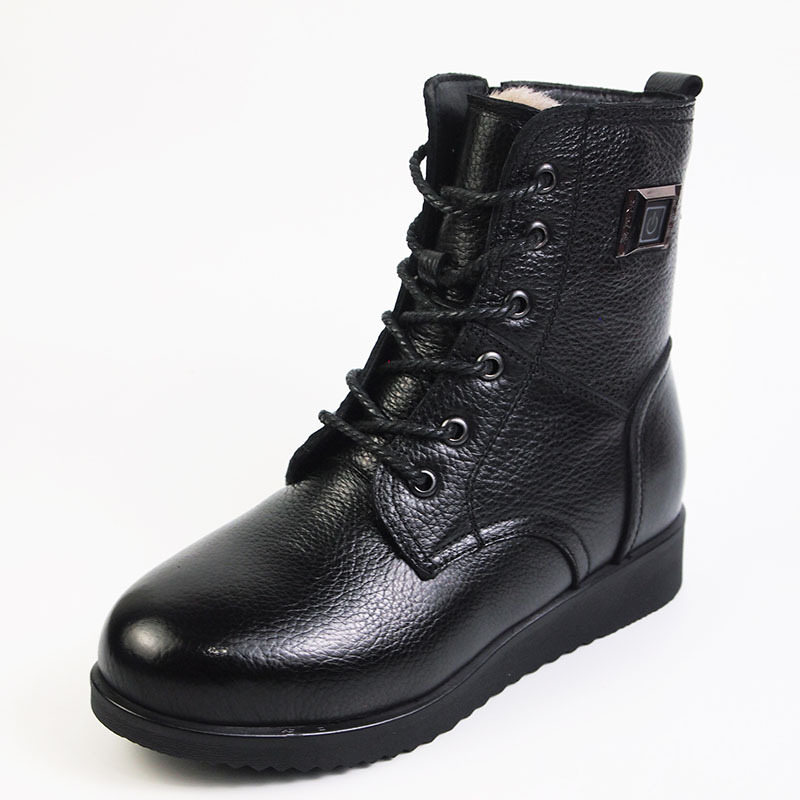 尼瓦蒂冬季加热鞋女户外充电发热鞋真皮电暖皮鞋加绒电热鞋d02